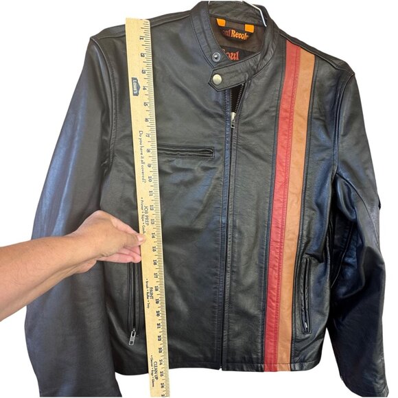 Soul Revolver Mens Leather Jacket With Stripes - Size M - Picture 9 of 10